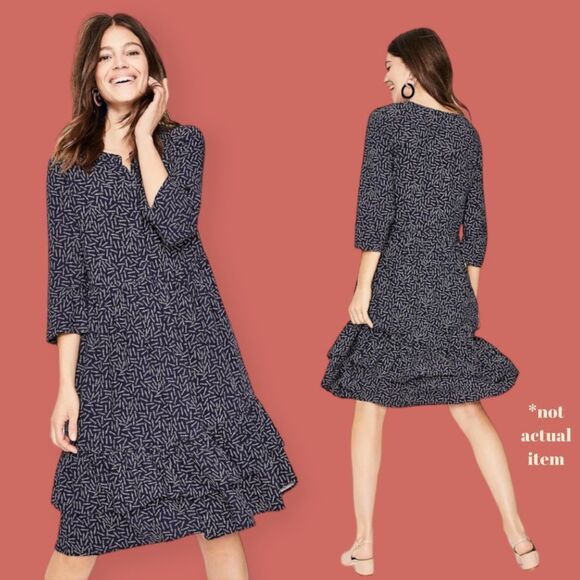 Boden Dresses & Skirts - 🏹 BODEN RELAXED TIERED HEM SHIRT DRESS BLUE ARROW PRINT SIZE 16